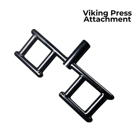 Black steel Viking press landmine attachment with three distinct neutral grip handle positions, designed for 2-inch Olympic barbells.